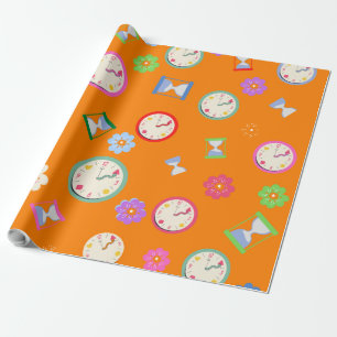 Glatta orangar och blommor party presentpapper