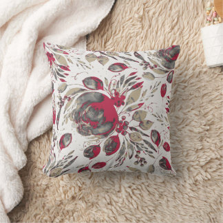 Glatta Peonies - Beige & Viva Magenta om White Kudde