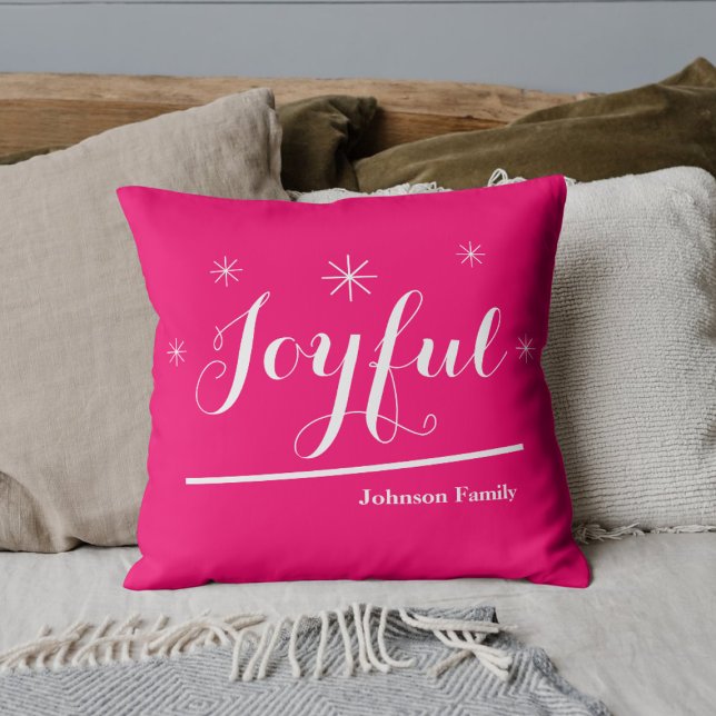GLATTA PERSONLIGEN i NAMN SHOCK ROSA Kudde (Add some Joyful spice to the holidays with these hot pink throw pillows.)