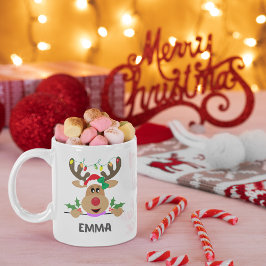Glatta renar Ljus juldesign med Namn Kaffemugg