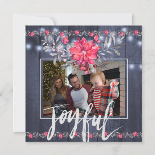 Glatta Rustic Blue Barn Wood jul 3 Foton Julkort
