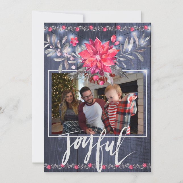 Glatta Rustic Blue Barn Wood jul 3 Foton Julkort (Framsida)