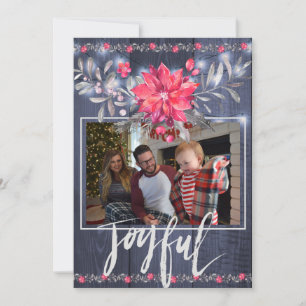 Glatta Rustic Blue Barn Wood jul 3 Foton Julkort