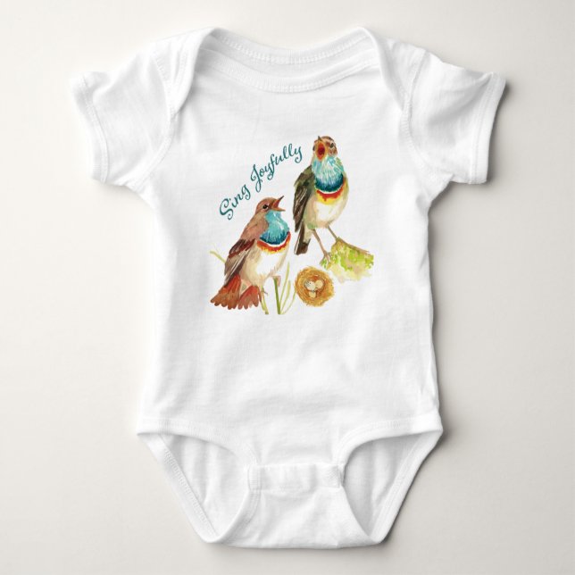 Glatta singelfåglar Baby Bodydräkt T Shirt (Framsida)