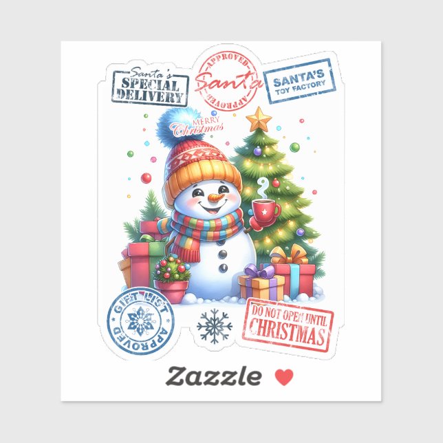 Glatta Snögubbe firar jul Klistermärken (Ark)