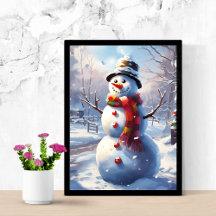 Glatta Snögubbe-väggdekaler Poster