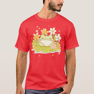 Glatta sommar Kawaii Baby Frog på Vatten Lily T Shirt