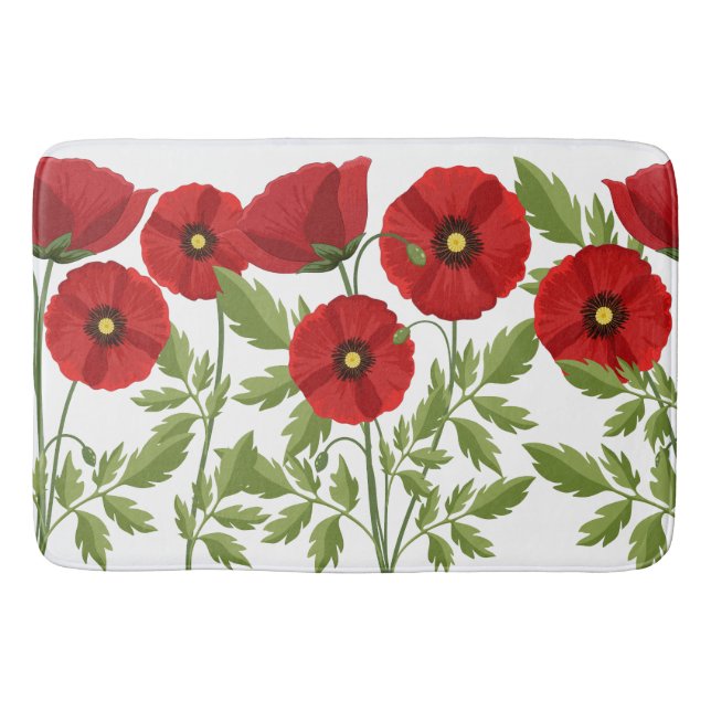 Glatta sommarblommor med vallmoblommor badrumsmatta (Framsidan)