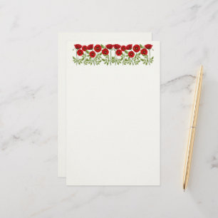 Glatta sommarblommor med vallmoblommor brevpapper