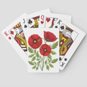 Glatta sommarblommor med vallmoblommor casinokort