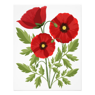 Glatta sommarblommor med vallmoblommor fototryck