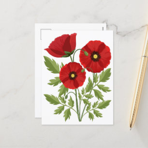 Glatta sommarblommor med vallmoblommor helg vykort