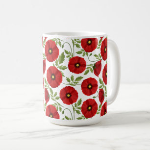 Glatta sommarblommor med vallmoblommor kaffemugg