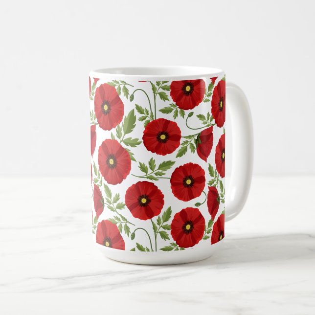 Glatta sommarblommor med vallmoblommor kaffemugg (Framsida höger)