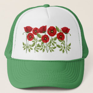 Glatta sommarblommor med vallmoblommor keps