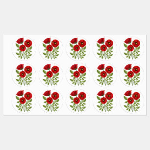 Glatta sommarblommor med vallmoblommor klistermärke