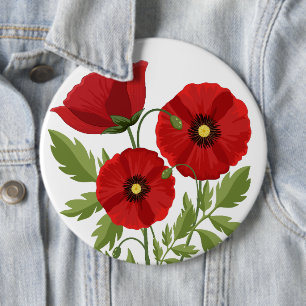 Glatta sommarblommor med vallmoblommor knapp