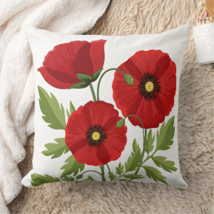 Glatta sommarblommor med vallmoblommor kudde