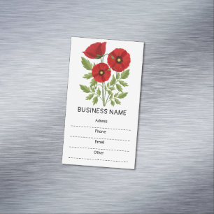 Glatta sommarblommor med vallmoblommor magnetiska visitkort