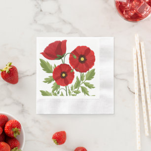 Glatta sommarblommor med vallmoblommor pappersservett