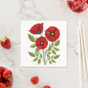 Glatta sommarblommor med vallmoblommor pappersservett