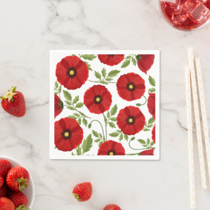 Glatta sommarblommor med vallmoblommor pappersservett