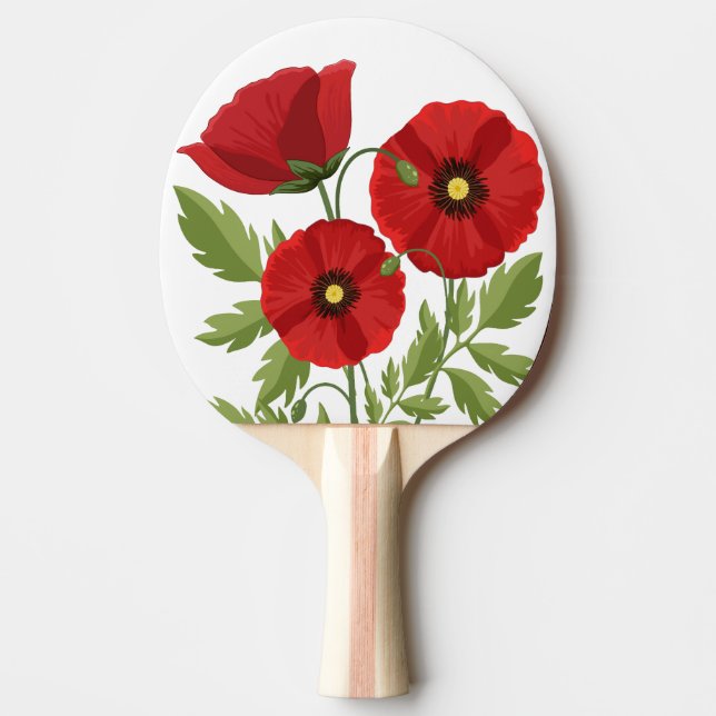 Glatta sommarblommor med vallmoblommor pingisracket (Framsidan)