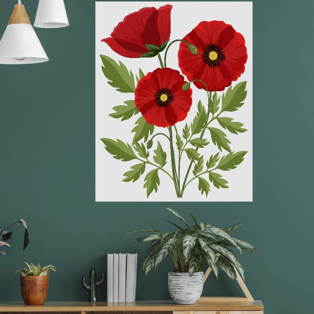 Glatta sommarblommor med vallmoblommor poster (Vardagsrum 1)