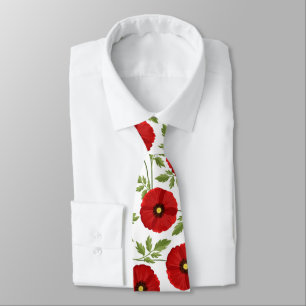 Glatta sommarblommor med vallmoblommor slips