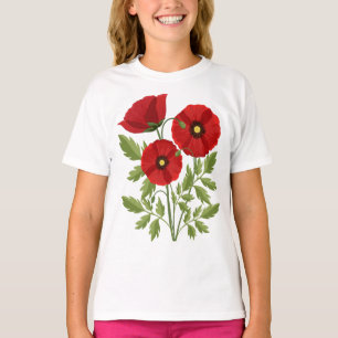 Glatta sommarblommor med vallmoblommor t shirt