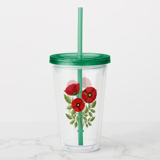 Glatta sommarblommor med vallmoblommor take away mugg (Framsida)