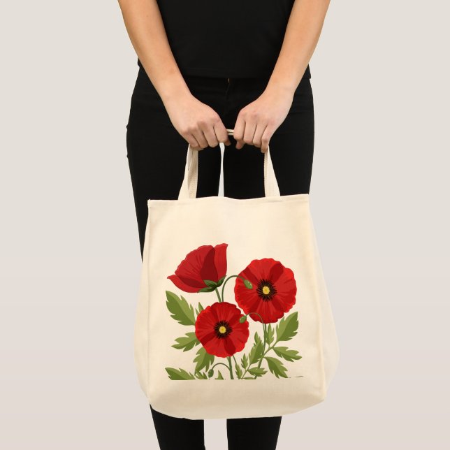 Glatta sommarblommor med vallmoblommor tygkasse (Framsida (produkt))