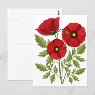 Glatta sommarblommor med vallmoblommor vykort