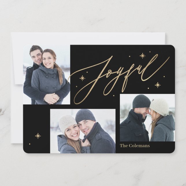 Glatta Times 3-fotokort för Helgdag Julkort (Framsida)