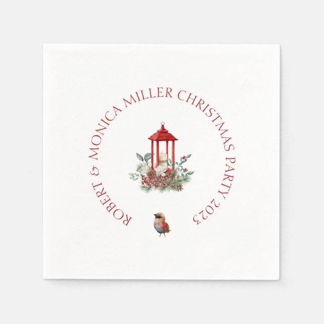 Glatta Vibe-julblommor och lanternbukett Pappersservett (Framsidan)