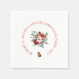 Glatta Vibe-julblommor och rödäpple-buquet Pappersservett