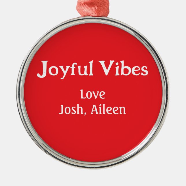 Glatta Vibes röda jul helgdagar kärlek-familjen Julgransprydnad Metall (Framsidan)