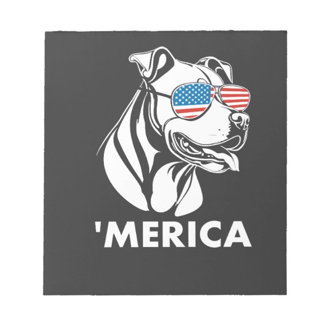Glattande Pitbull Solglasögon 4:e Juli Merica Anteckningsblock (Framsida)