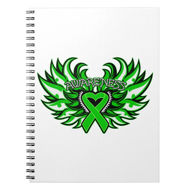 Glaucoma Awareness Heart Vingar Anteckningsbok (Framsidan)