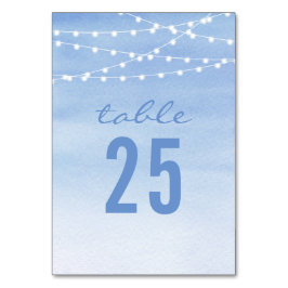 Glaucous Blue Watercolor String Ljus Bordsnummer