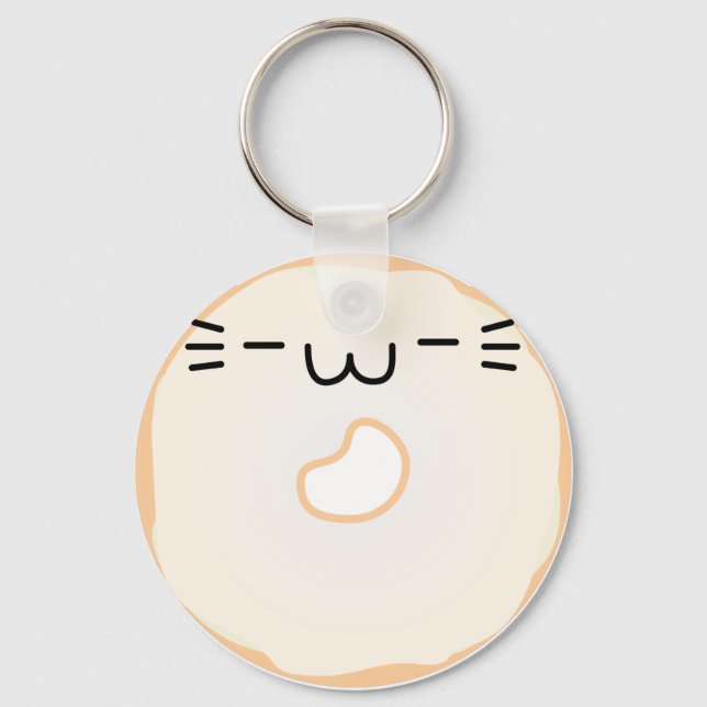 Glazed Cat Donut Keychain Stretched Nyckelring (Framsida)