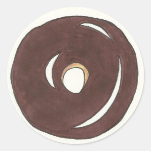 Glazed Chocolate Cake Donut Doughnut Stickers Runt Klistermärke