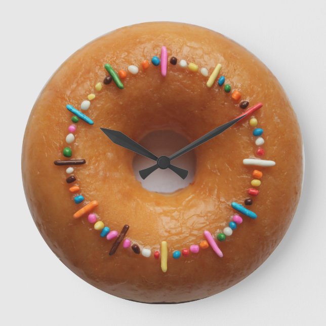 Glazed Donut Sprinkles Clock Stor Klocka (Framsida)