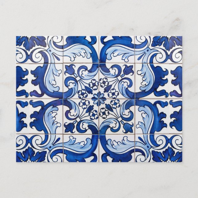 Glazed Portugisiska Azulejo Tiles Vykort (Framsida)