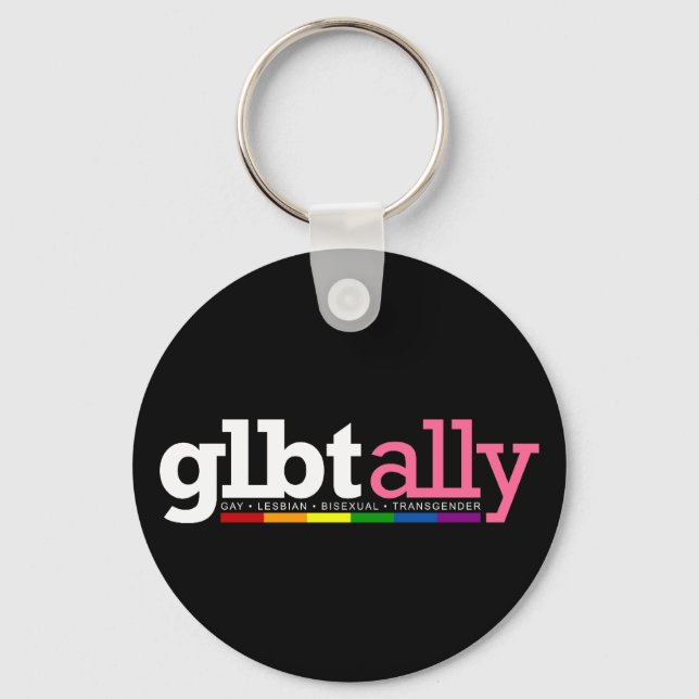 GLBT Ally Black Keychain Nyckelring (Framsida)