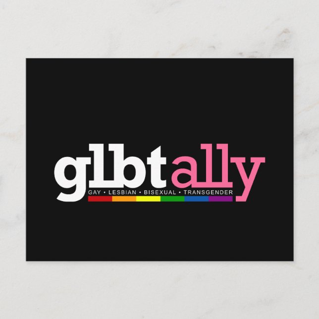 GLBT Ally Black-vykort Vykort (Framsida)