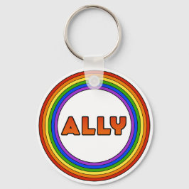 GLBT Ally Keychain (Button Stil) Nyckelring