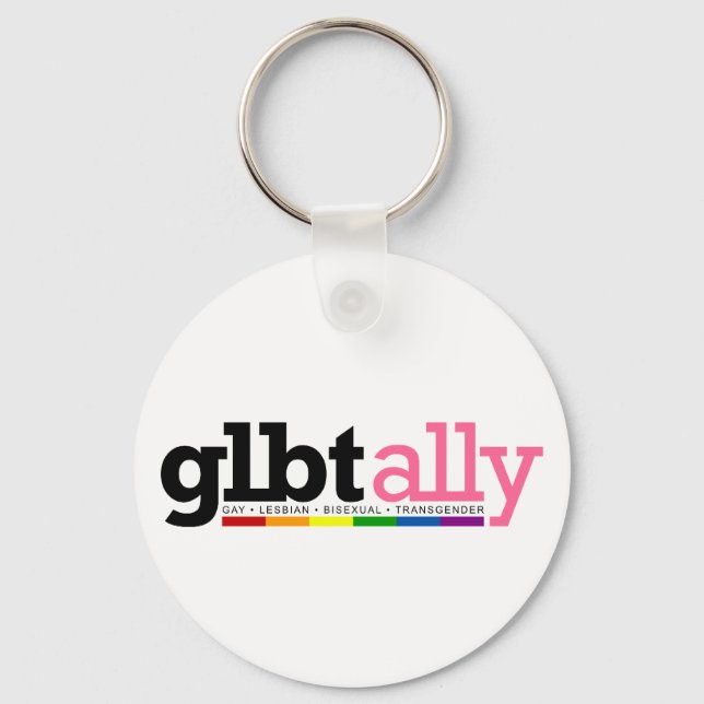 GLBT Ally White Keychain Nyckelring (Framsida)