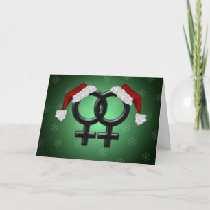 GLBT-julafton - lesbiskgrönt Helgkort