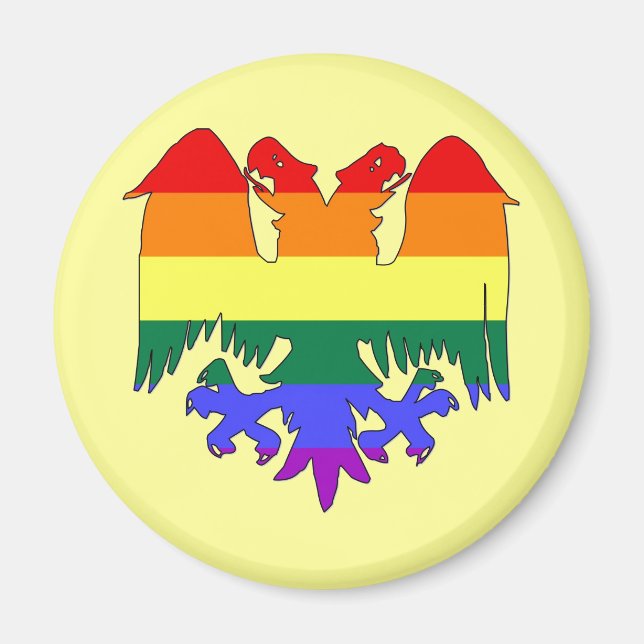 GLBT Rainbow Pride Dubbla-Headed Eagle Magnet (Framsidan)